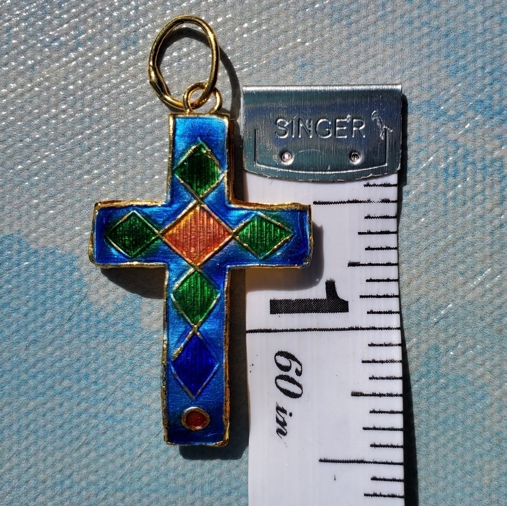 Enamel Cross Pendant - Picture 2 of 4